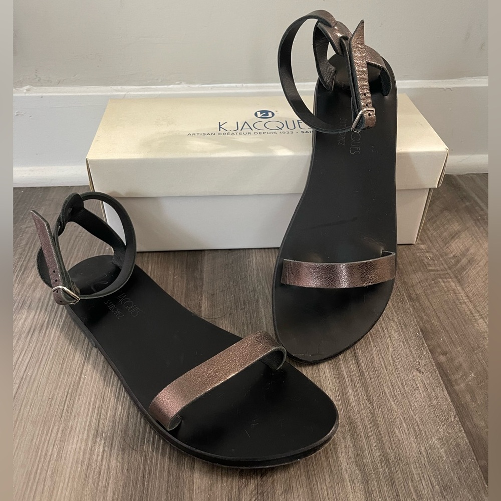 K Jacques Two Strap sandals (Celine/Catamaran style) in metyl smog, size 40EU